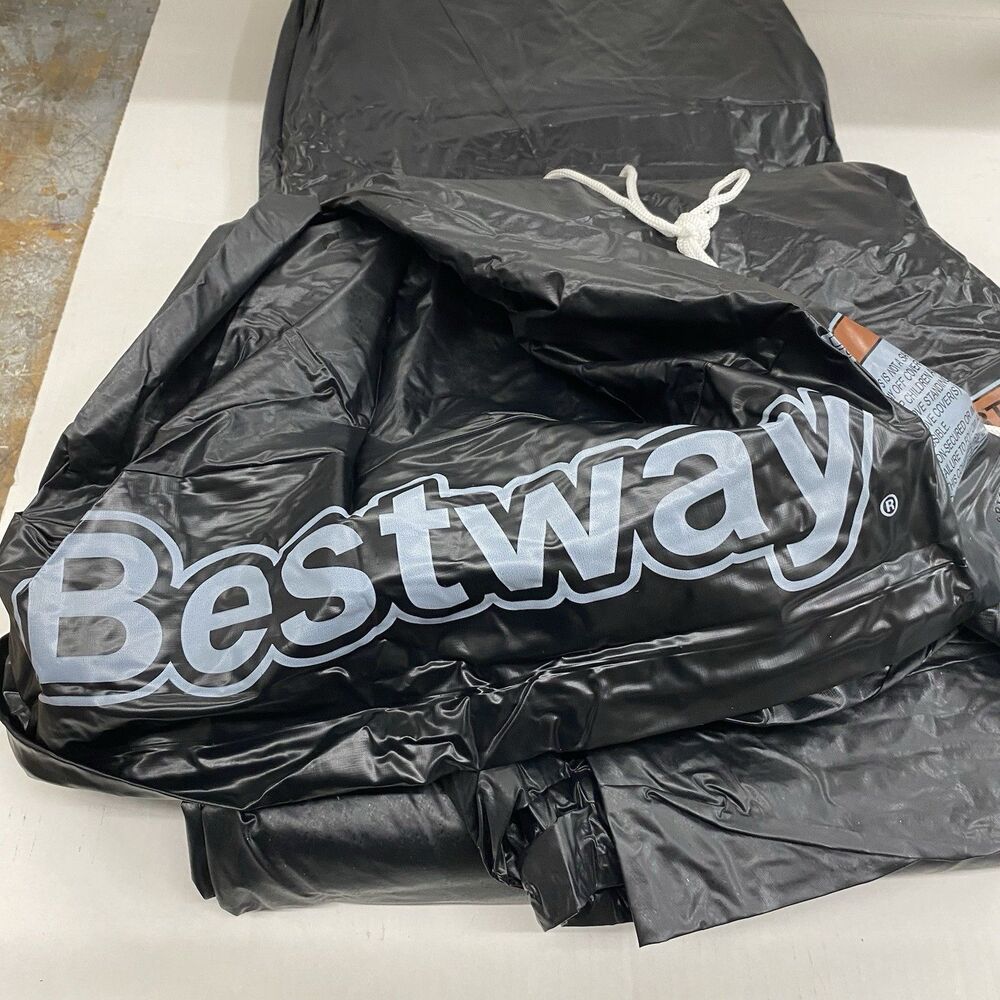Bestway Flowclear 18’ Round Pool Debris Cover Solid Black Tie-Down Rope System